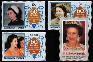 TUVALU-NUKULAELAE Sc54/7 1986 QUEEN ELIZABETH II 60th BIRTHDAY MNH