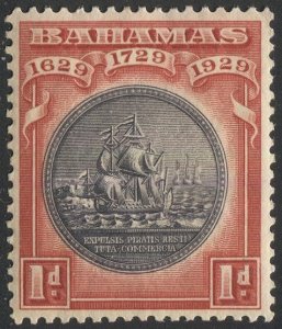 BAHAMAS 1930 Sc 85, MLH  VF 1d Seal of Bahamas / Ships