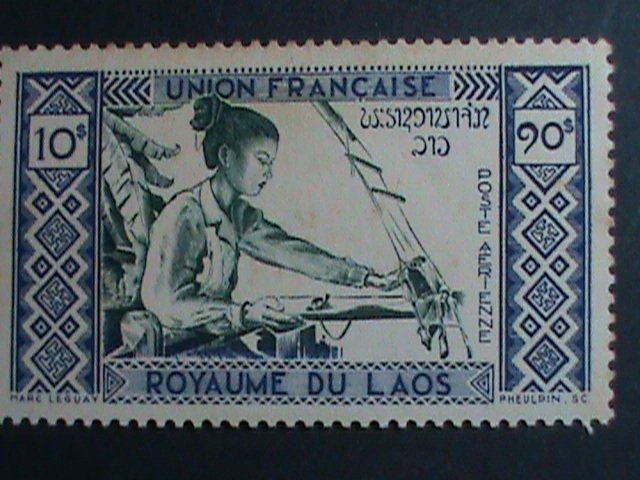​LAOS STAMP:1952- SC#C1-4-WOMAN WAVING & HUT  MINT STAMP SET-VERY OLD AIRMAIL