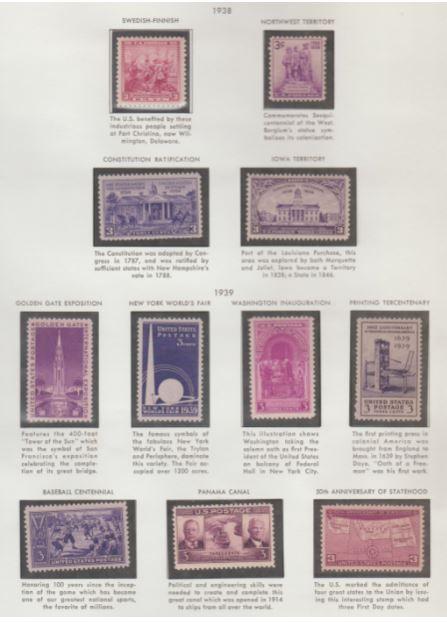 U.S. Scott #835-858 1938 Commemorative Stamps - Mint Set of 11