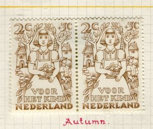 NETHERLANDS; 1949 early Child Welfare issue Mint hinged Pair 2c.