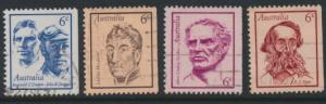 SG 479-482  Fine Used  Famous Australians  3rd Series - right imperf margins