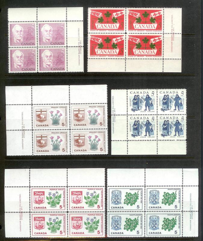 CANADA (223) Inscription Blocks/Field Sheet Blocks ALL Mint Never Hinged FV=C$73