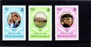 TURKS & CAICOS ISLANDS #486-488  1981  ROYAL  WEDDING  MINT  VF NH  O.G