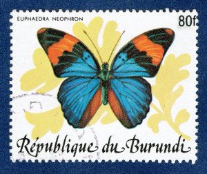 [sto667b] BURUNDI 1989 Scott#654F SURCHARGED 80frs BUTTERFLY Used — RARE