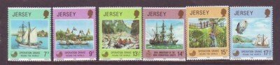 Jersey Sc 236-41 1980 Operation Drake stamp set mint NH