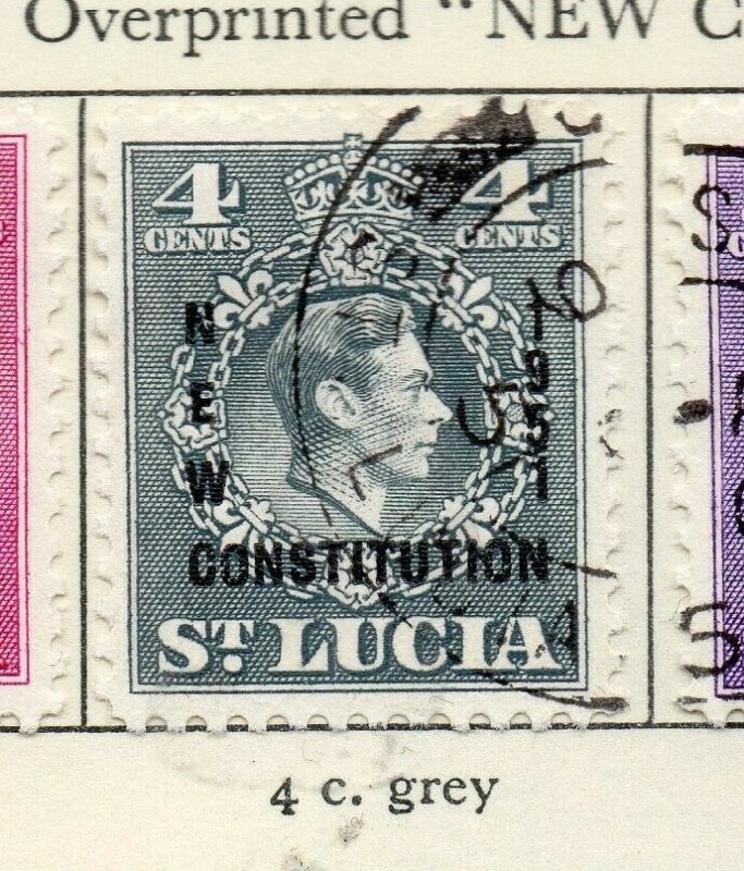 St Lucia 1951 GVI Early Issue Fine Used 4c. Optd NW-154993