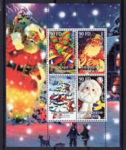 Djibouti 2003 Christmas/Owl/Birds/Dog Sheetlet (4) Perforated MNH VF