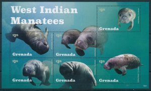 [109158] Grenada 2015 Marine life West Indian Manatees Mini sheet MNH