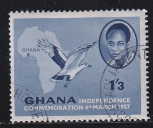 Ghana 4 Kwame Nkrumah, Map and Palm-Nut Vulture 1957