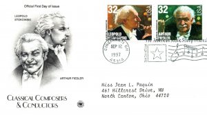 US FIRST DAY COVERS CLASSICAL COMPOSERS & CONDUCTORS 8 DIFFERENT ON 4 CACHETS 97