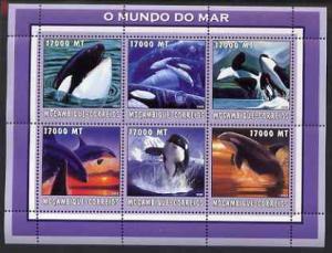 Mozambique 2002 Killer Whale perf sheetlet containing 6 v...