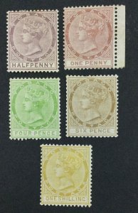 MOMEN: TOBAGO SG #8-12 1880 CROWN CC MINT OG H £1,025 LOT #61745