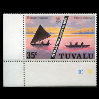 TUVALU 1976 - Scott# 18 Canoe Inv.Wmk 35c NH