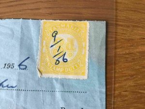 Tasmania Duty Stamp on 1956 on Mitchell Motors York Street Receipt Ref R28029