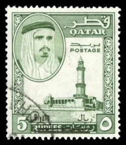 Qatar #108I Cat$150, 1966 5r on 5ru green, used