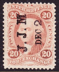 Scott R41c, Used, 20c Foreign Exchange, Printed J.J.M. Dec 2, HR, Small Flt