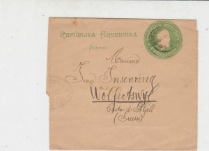 Argentina 1898 Two Centavos Stamp Wrapper to Wolferswyl Ref 34981