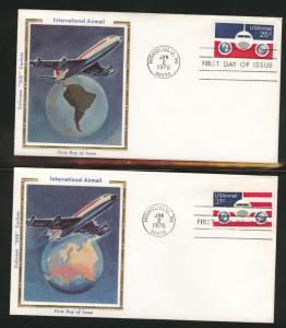 C89-90 FDC 1976 Airmail stamps on Colorano Silk Caches U/A