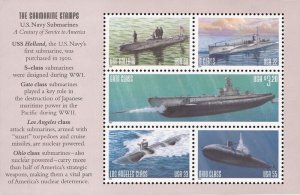 US Stamp - 2000 Submarines - 5 Stamp Booklet Pane Selvage 2 #3377a