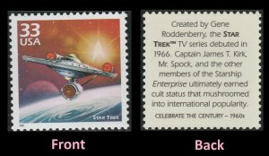 US 3188e Celebrate the Century 1960s Star Trek 33c single MNH 1999