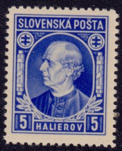 Slovakia, 1939, Andrej Hlinka, SLOVENSKÁ POŠTA,  5h, sc#26, MNH