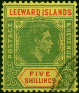 Leeward Islands 1943 5s Green & Red-Yellow SG112a Fine Used