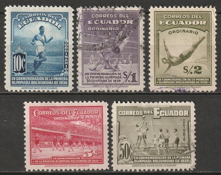 Ecuador 1939 Sc 377-81 set MH*/used