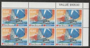 New Zealand 1987 $1.05 Blue Water Classics Value Block UHM