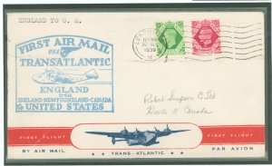 Great Britain 244/245 First TransAtlantic airmail England to Canada & U.S. back canceled NY 6/30/39