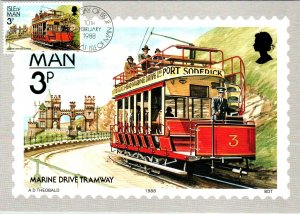 Isle of Man 347-358 Trams Trains Set of Twelve Maxi Cards U/A FDC