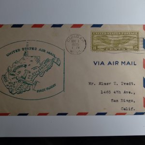 SCOTT #C17 FIRST AIR MAIL BEAUTY POSTAL HISTORY FIRST FLIGHT