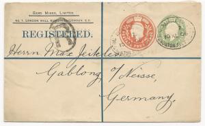 Great Britain H&G #383 Registered Postal Stationery Cover August 10, 1906