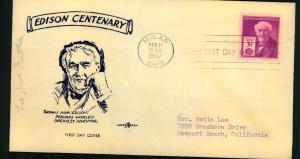 #945 Thomas Edison - Pent Arts Cachet!