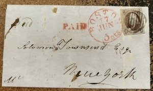 1 Franklin Imperf Used Stamp on 1852 Cover Late Demonitized Use w/PF Cert LV6040