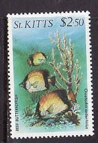 St Kitts-Sc#150- id9- unused NH $2.50 Butter-flyfish-Marine Life-1984-