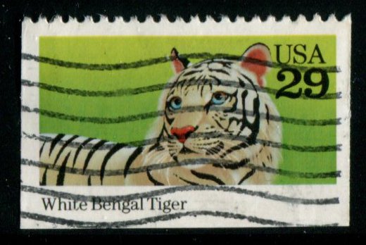 2709 US 29c Wild Animals - White Bengal Tiger bklt sgl, used