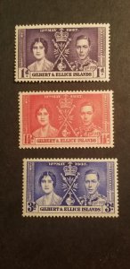 Gilbert & Ellice 1937 Coronation King George Mint Stamp Set Unused MH NG z4925 