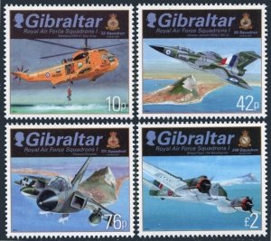 Gibraltar 1329-1332,1333 sheet,MNH. Royal Air Force,2012.Aircraft & Emblems.