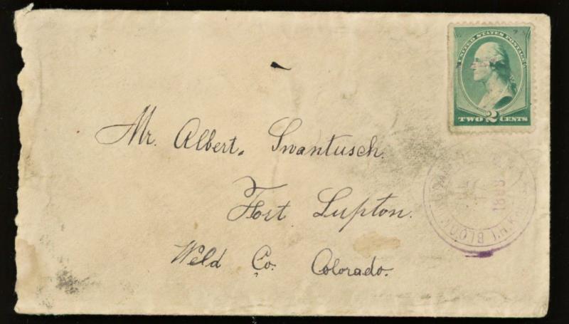 1888 Bloomingdale Ill Postmaster Cancel to FORT LUPTON CO Receiver Cancel