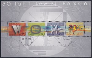 Poland 2002 Sc 3661 Polish Television 50th Anniversary Stamp SS CTO H