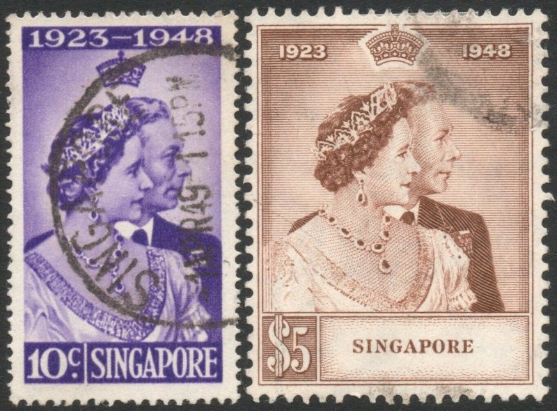 SINGAPORE-1948 Royal Silver Wedding Set Sg 31-32 GOOD USED 37538