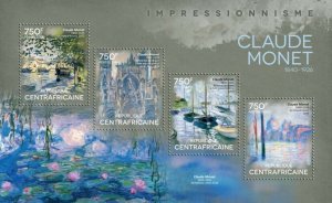 Centrafrique 2014 MNH. CLAUDE MONET. Y&T: 3366-3369. Michel Code: 4905-4908