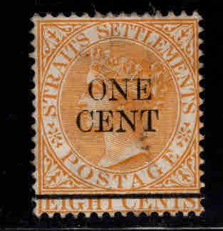 Straits Settlements Scott 80 MH* surcharged stamp