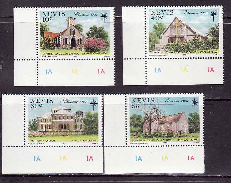 D3-Nevis-Scott#456-9-Unused NH set-Christmas-1985-