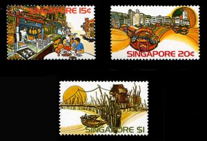 Singapore #222-224 Cat$9.15, 1975 Tourist Publicity, set of three, never hinged