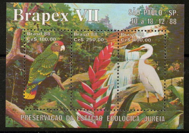 BRAZIL SGMS2340 1988 BRAPEX BIRDS MNH