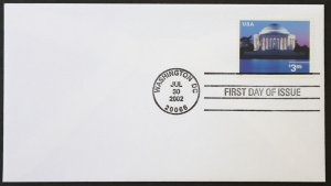 U.S. Used #3647 $3.85 Jefferson Memorial First Day Cover. Choice!