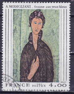 France, 1980, Blue Eyed Lady by Modigliani, sc#1693, used