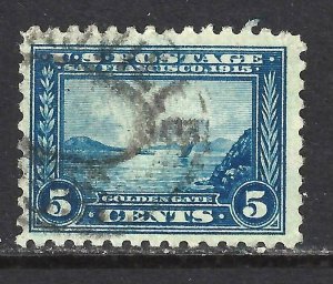 #403 US 5 CENT PANAMA- PACIFIC EXPO BLUE-USED-N/G-FINE 